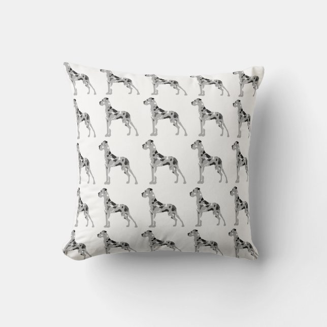 Grautiger Doggensilhouette Kissen (Vorderseite)