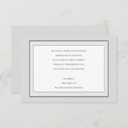 Grauton-Beileid Danke-Karte Dankeskarte (Vorne/Hinten)