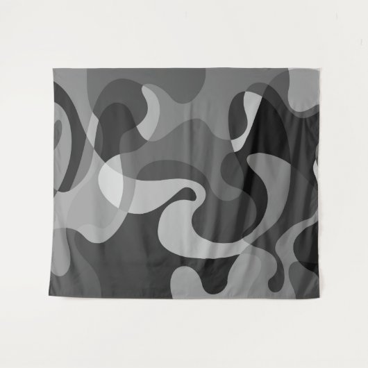 Grautöne abstrakte, Wirble Bio Formen Wandteppich (Vorderseite (Horizontal))