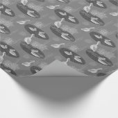 Grautöne Niedliche Vogelmuster Geschenkpapier (Ecke)