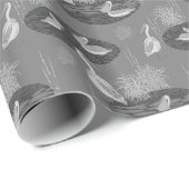 Grautöne Niedliche Vogelmuster Geschenkpapier (Rolleneckpunkt)