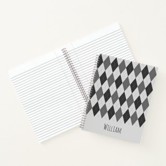 Grautöne-Raute-Muster-Notebook Notizbuch (Innenseite)