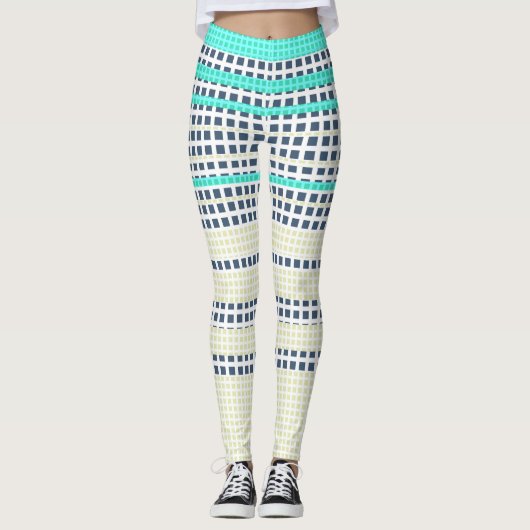 Grautürkis kariert leggings (Vorderseite)