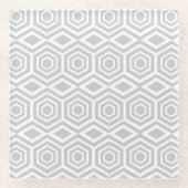 Grautürkisches geometrisches Muster Glasuntersetzer (Vorderseite)
