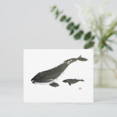 Grauwal Mama and baby sumie ink painting Postkarte (Stehend Vorderseite)