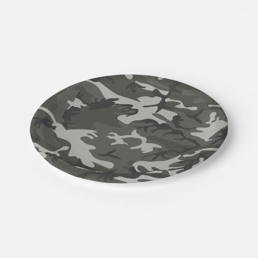 Grauwald Camouflage. Camouflage Pappteller (Schrägansicht)