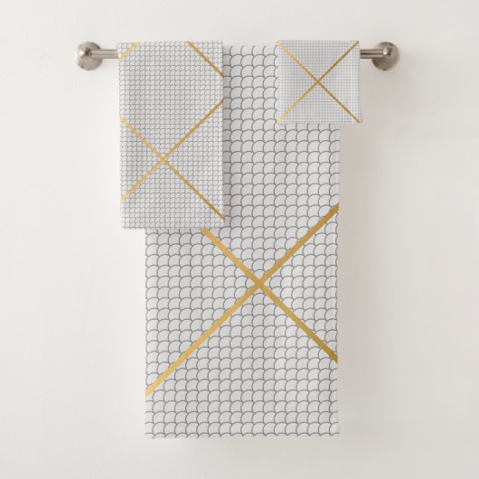 GRAUWEISS GOLD MERMAID SCALE PATTERN BADHANDTUCH SET (Insitu)