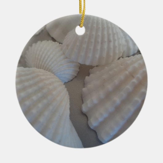 Grauweiß, Muscheln, Sea Muschel Summer Beach Liebe Keramikornament (Vorne)
