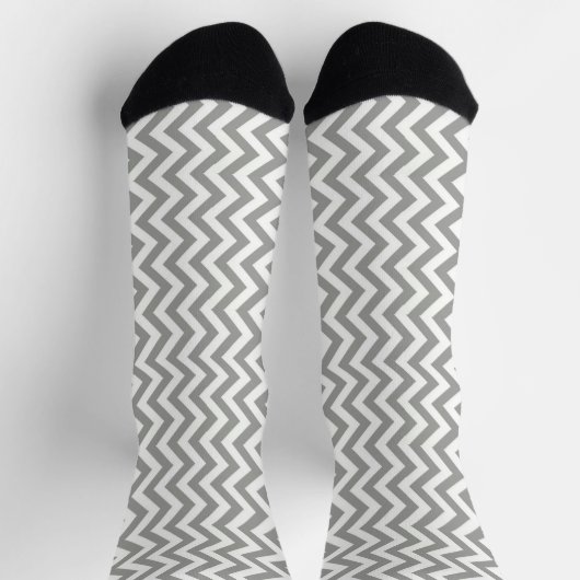 Grauweiß Zickzack Socken (Oben)