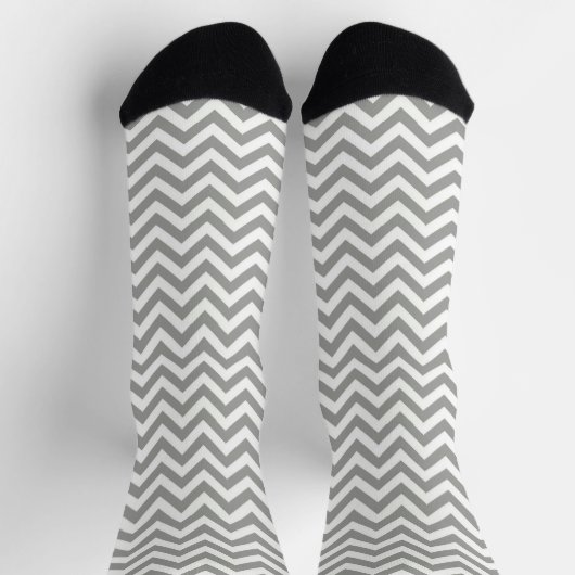 Grauweiß Zickzack Socken (Oben)