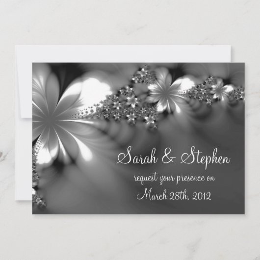 Grauweiße Blume Einladung (Vorderseite)