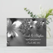 Grauweiße Blume Einladung (Stehend Vorderseite)