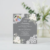 Grauweiße Blumen Foto 25. Hochzeitseinladung (Stehend Vorderseite)