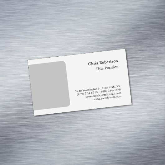 Grauweiße Charming Minimalistisch Custom Magnetische Visitenkarte (Beispiel)