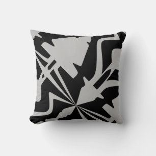 Grauweiße Diagonal Große Abstrakte Schallwelle Kissen