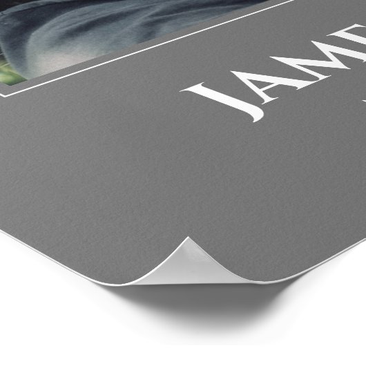 Grauweiße Feier mit Foto Beerdigung Poster (Ecke)