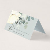 GrauWEISSE FLORALE ERSTE HOLZKOMMUNION PLATZKARTE (Vorderseite)