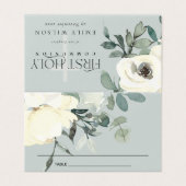 GrauWEISSE FLORALE ERSTE HOLZKOMMUNION PLATZKARTE (Außenseite Aufgefaltet)