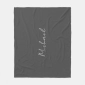 Grauweiße Handschrift Minimalistisch Ihren Namen Fleecedecke (Vorderseite)