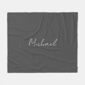 Grauweiße Handschrift Minimalistisch Ihren Namen Fleecedecke (Vorderseite (Horizontal))
