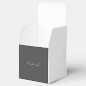 Grauweiße Handschrift Minimalistisch Ihren Namen Geschenkschachtel (Geöffnet)
