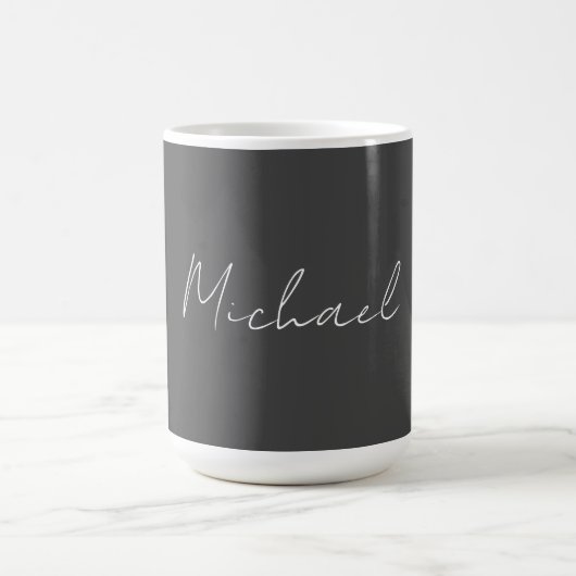 Grauweiße Handschrift Minimalistisch Ihren Namen Kaffeetasse (Mittel)