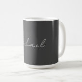 Grauweiße Handschrift Minimalistisch Ihren Namen Kaffeetasse (VorderseiteRechts)