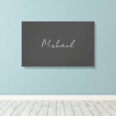 Grauweiße Handschrift Minimalistisch Ihren Namen Leinwanddruck (Insitu (Holzboden))