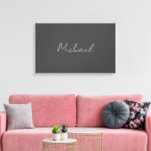 Grauweiße Handschrift Minimalistisch Ihren Namen Leinwanddruck (Insitu (Wohnzimmer))