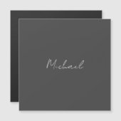 Grauweiße Handschrift Minimalistisch Ihren Namen Magnetkarte (Vorne/Hinten)