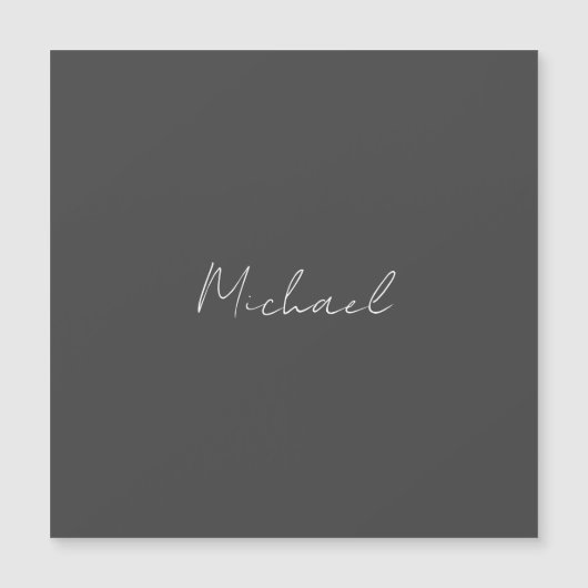 Grauweiße Handschrift Minimalistisch Ihren Namen Magnetkarte (Vorderseite)