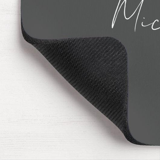 Grauweiße Handschrift Minimalistisch Ihren Namen Mousepad (Ecke)
