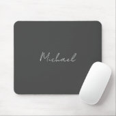 Grauweiße Handschrift Minimalistisch Ihren Namen Mousepad (Mit Mouse)