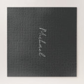 Grauweiße Handschrift Minimalistisch Ihren Namen Puzzle (Horizontal)
