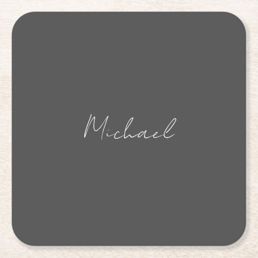 Grauweiße Handschrift Minimalistisch Ihren Namen Rechteckiger Pappuntersetzer (Vorderseite)
