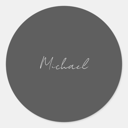 Grauweiße Handschrift Minimalistisch Ihren Namen Runder Aufkleber (Vorderseite)