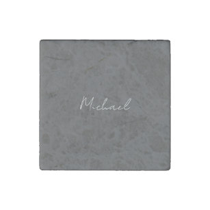 Grauweiße Handschrift Minimalistisch Ihren Namen Steinmagnet
