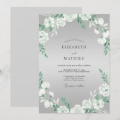 Grauweiße Kranzhochzeit Einladung (Vorne/Hinten)