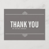 Grauweiße moderne Typografie Danke Postcard Postkarte (Vorderseite)
