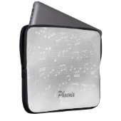 Grauweiße Musiknoten und benutzerdefinierte Monogr Laptopschutzhülle (Vorne Rechts)