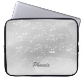 Grauweiße Musiknoten und benutzerdefinierte Monogr Laptopschutzhülle (Vorderseite)