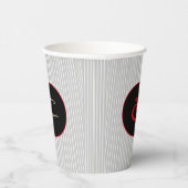 Grauweiße Pinstripe Rot und Schwarz Pappbecher (Rechts)