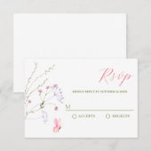 Grauweiße Wildblumen Aquarell RSVP Karte (Vorne/Hinten)