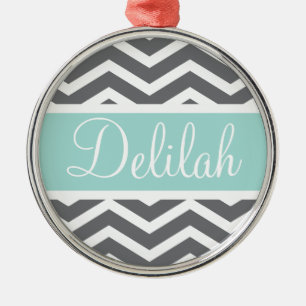 Grauweiße Zickzack Aquamarine Bezeichnung Silbernes Ornament