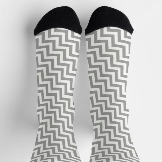 Grauweiße Zickzack Socken (Oben)