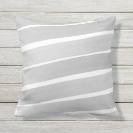 Grauweißer Abstrakter gestrichener Streifen Außenf Kissen