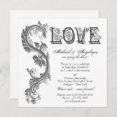 Grauweißer Blumenschlauch wirl Verlobung Hochzeit Einladung (Vorne/Hinten)