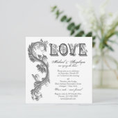 Grauweißer Blumenschlauch wirl Verlobung Hochzeit Einladung (Stehend Vorderseite)