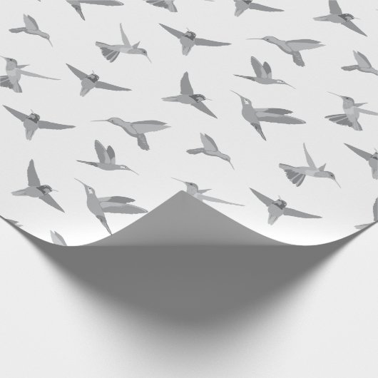 Grauweißer Hummingvogel Gemustert Geschenkpapier (Ecke)