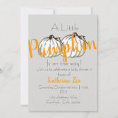 Grauweißer Kürbis Herbst Babydusche Einladung (Vorderseite)